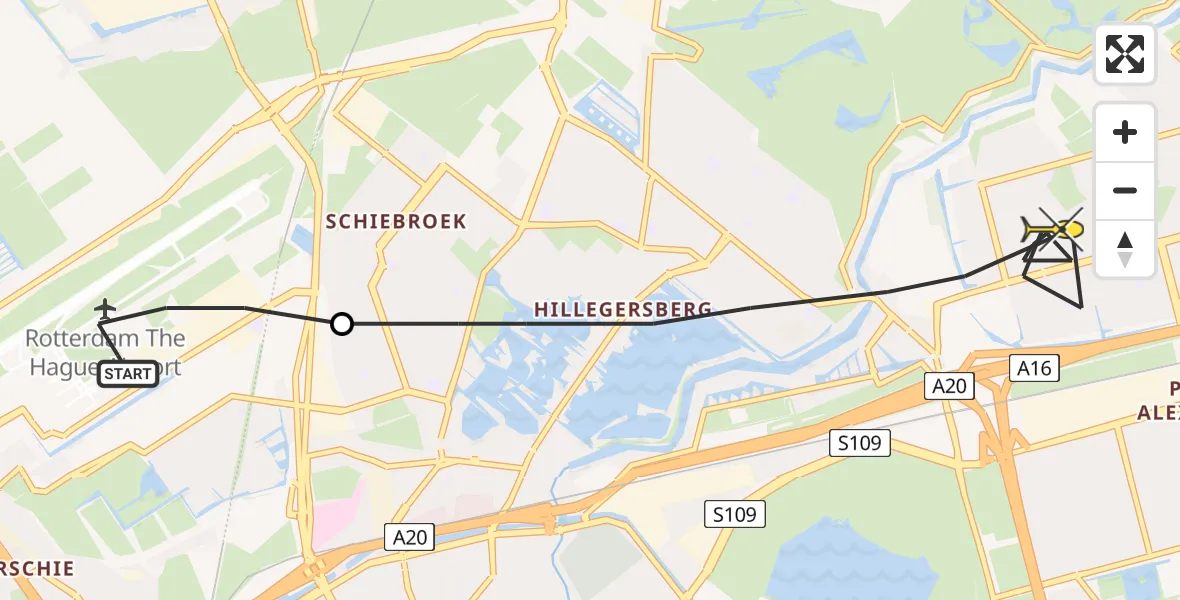 Routekaart van de vlucht: Lifeliner 2 naar Rotterdam