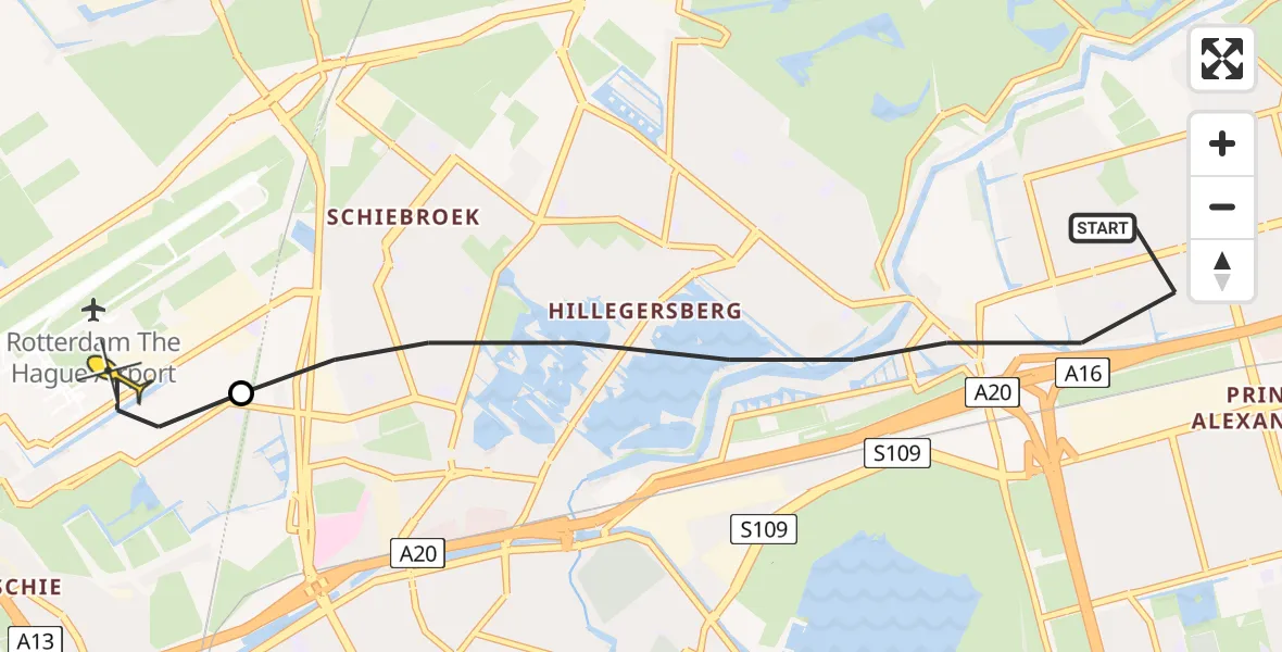 Routekaart van de vlucht: Lifeliner 2 naar Rotterdam The Hague Airport