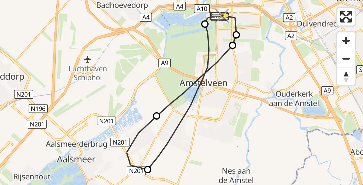 Routekaart van de vlucht: Lifeliner 1 naar VU Medisch Centrum Amsterdam