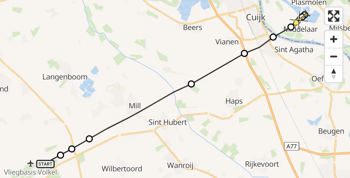 Routekaart van de vlucht: Lifeliner 3 naar Middelaar