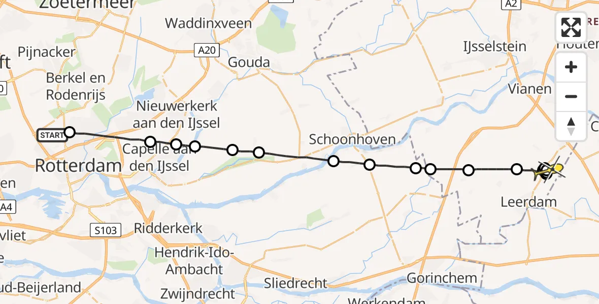 Routekaart van de vlucht: Lifeliner 2 naar Schoonrewoerd