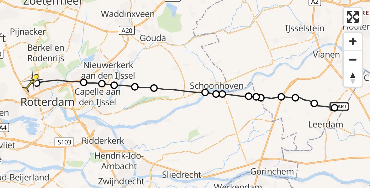 Routekaart van de vlucht: Lifeliner 2 naar Rotterdam The Hague Airport