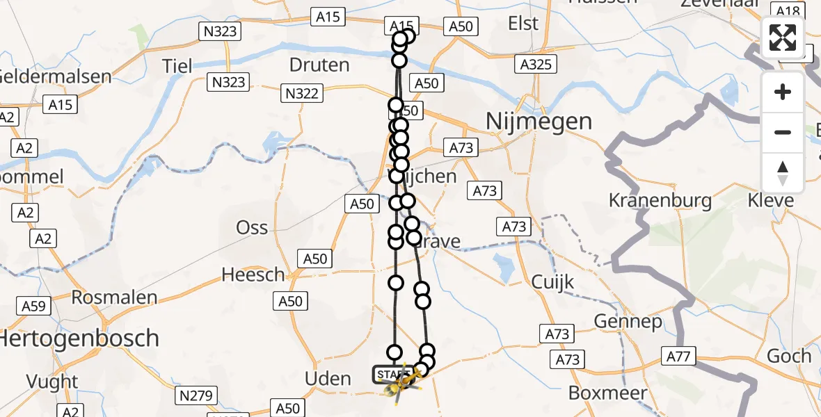 Vluchtroute Traumahelikopter Vliegbasis Volkel - Vliegbasis Volkel, 24 september 2022, 14:00