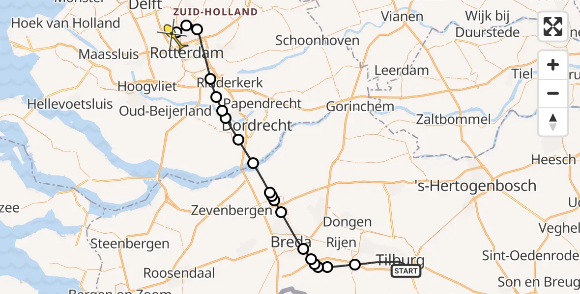 Routekaart van de vlucht: Lifeliner 2 naar Rotterdam The Hague Airport