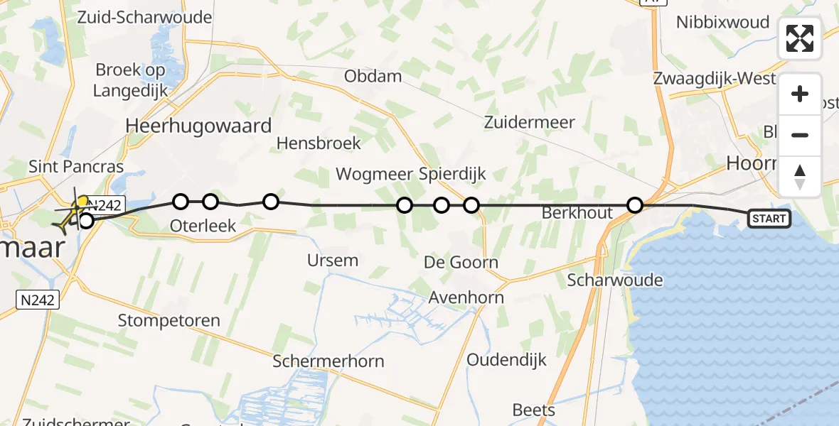 Routekaart van de vlucht: Lifeliner 1 naar Alkmaar