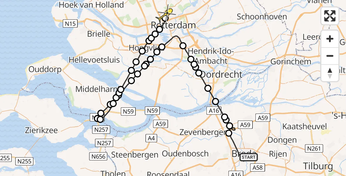 Routekaart van de vlucht: Lifeliner 2 naar Rotterdam The Hague Airport