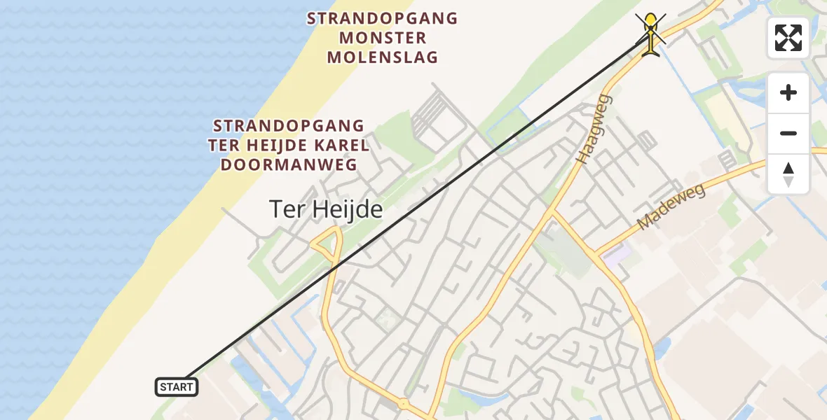 Routekaart van de vlucht: Politiehelikopter naar Monster