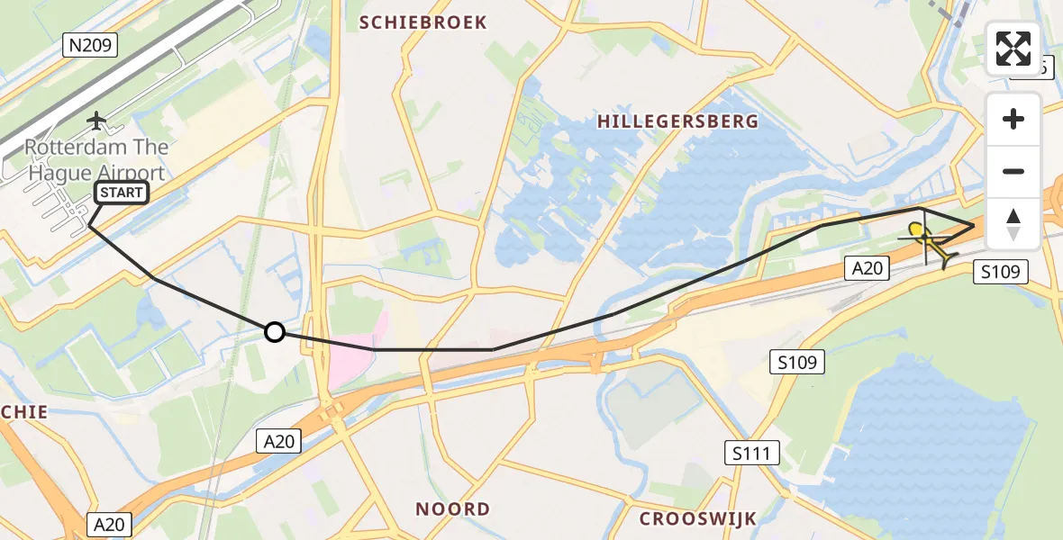 Routekaart van de vlucht: Lifeliner 2 naar Rotterdam