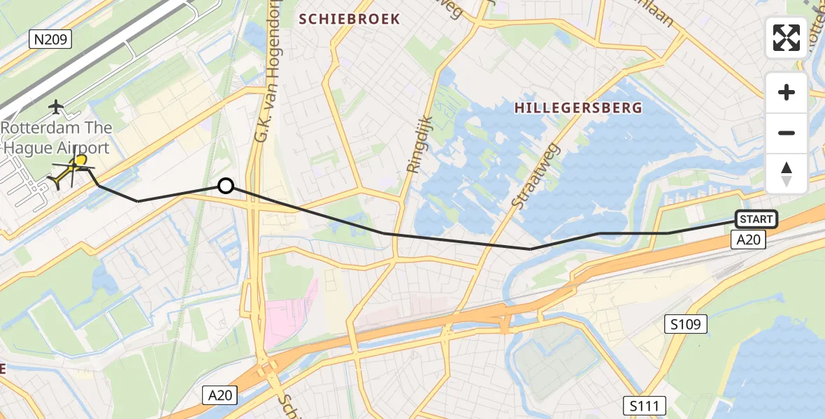 Routekaart van de vlucht: Lifeliner 2 naar Rotterdam The Hague Airport