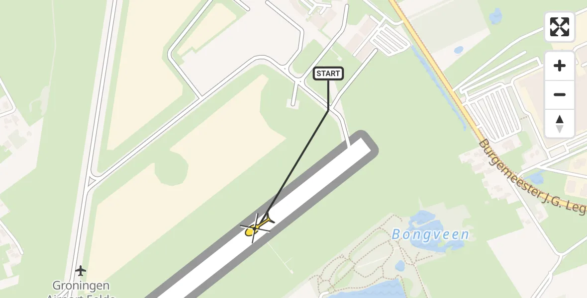 Routekaart van de vlucht: Traumahelikopter naar Groningen Airport Eelde