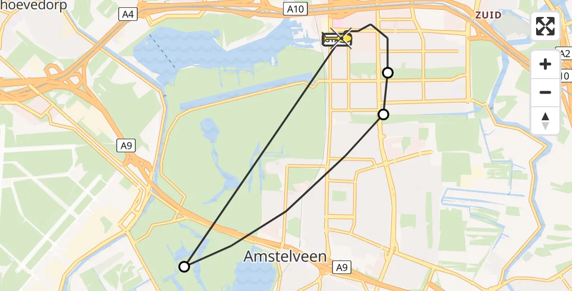 Routekaart van de vlucht: Lifeliner 1 naar VU Medisch Centrum Amsterdam