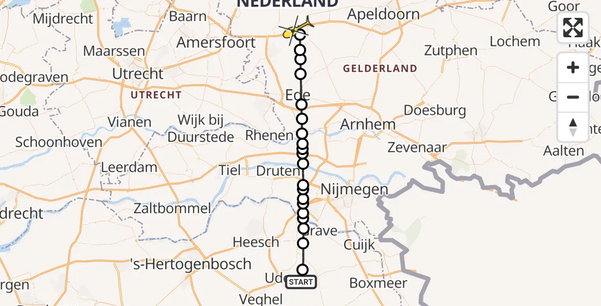 Routekaart van de vlucht: Lifeliner 3 naar Stroe