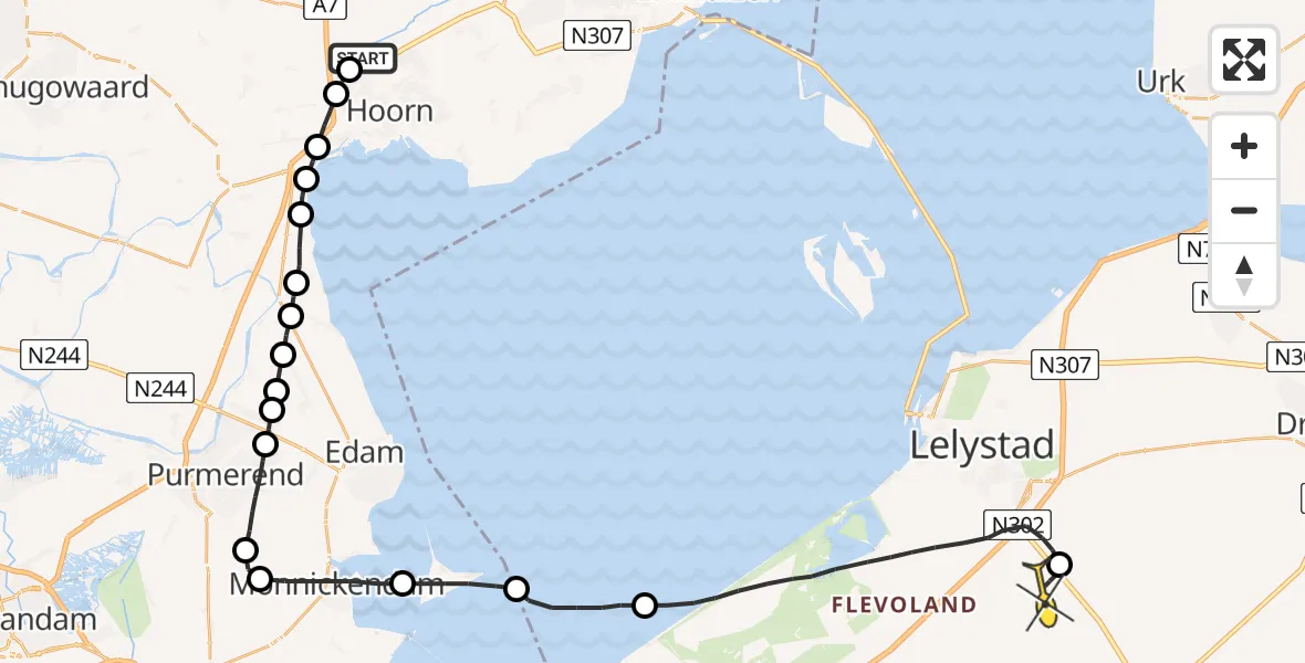 Routekaart van de vlucht: Lifeliner 1 naar Lelystad Airport