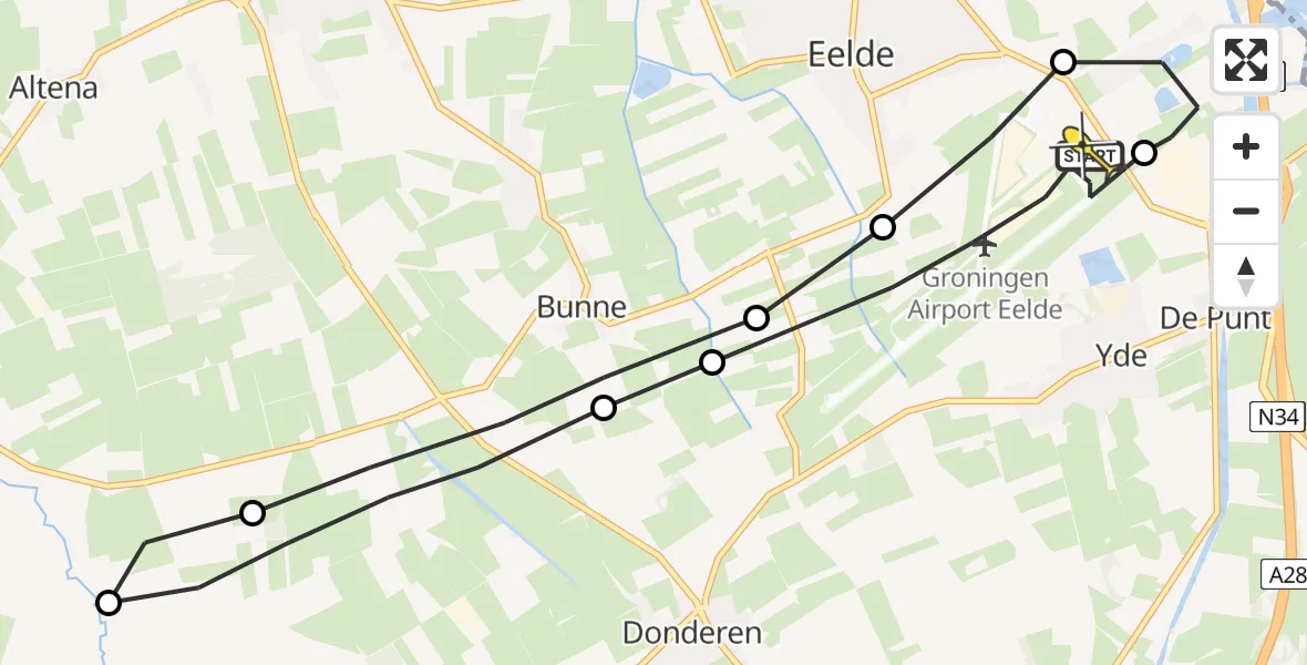 Routekaart van de vlucht: Lifeliner 4 naar Groningen Airport Eelde