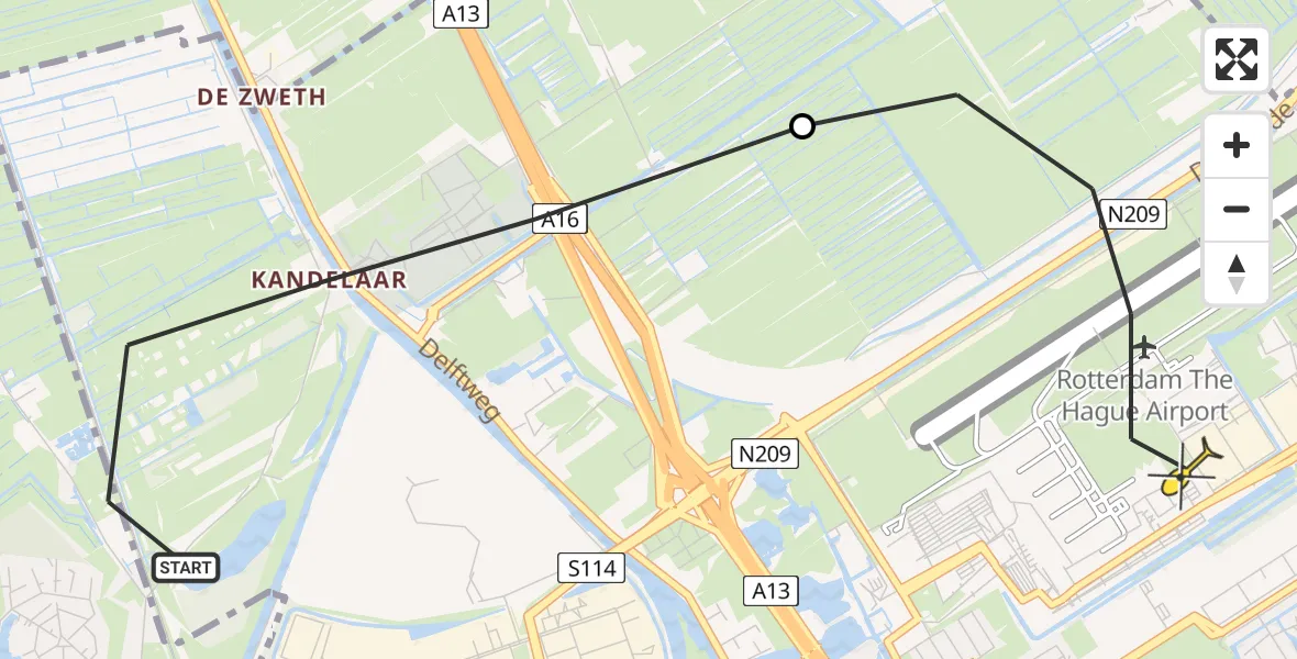 Routekaart van de vlucht: Lifeliner 2 naar Rotterdam The Hague Airport