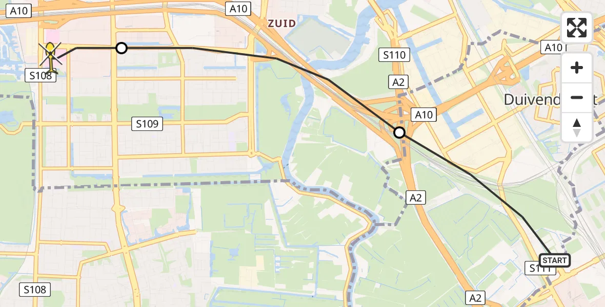 Routekaart van de vlucht: Lifeliner 1 naar VU Medisch Centrum Amsterdam