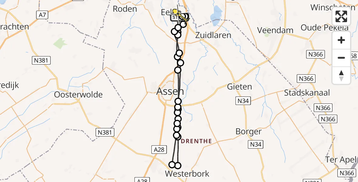 Routekaart van de vlucht: Lifeliner 4 naar Groningen Airport Eelde