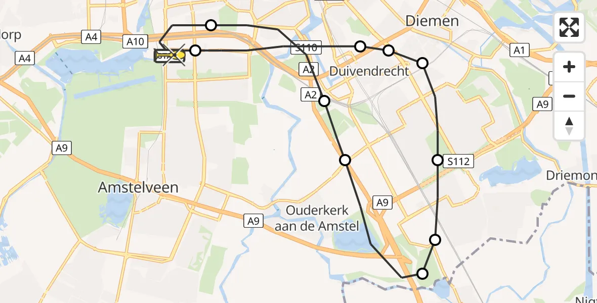 Routekaart van de vlucht: Lifeliner 1 naar VU Medisch Centrum Amsterdam