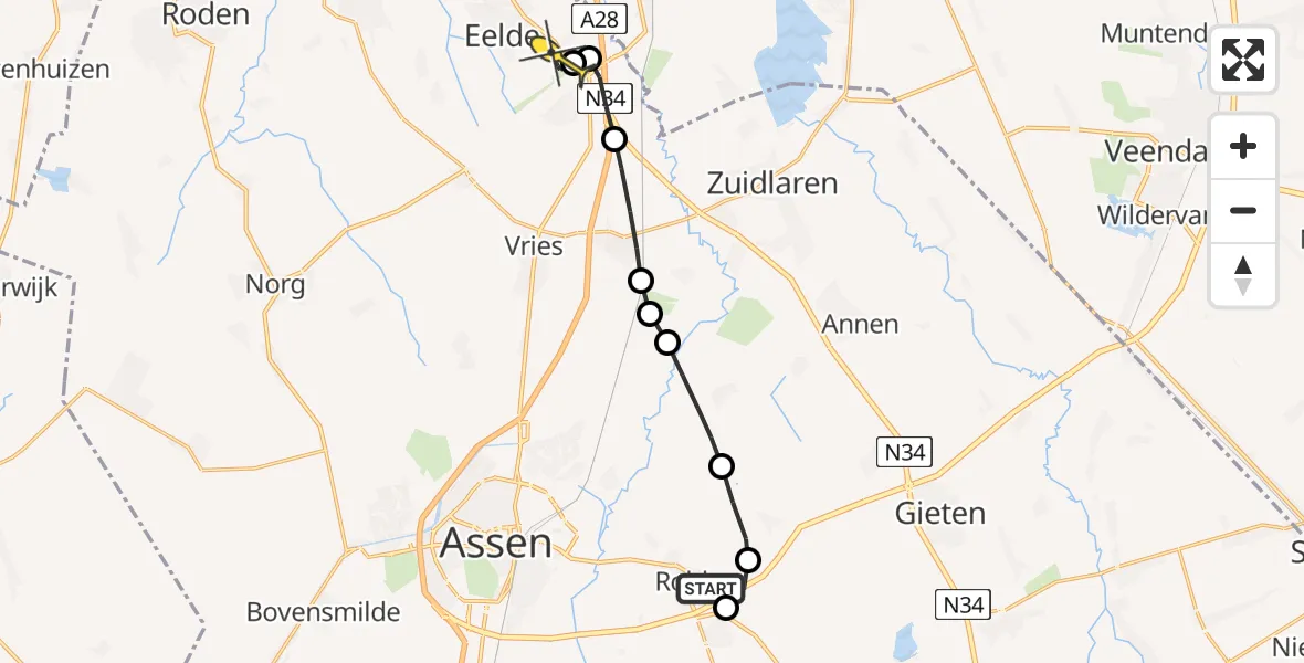 Routekaart van de vlucht: Lifeliner 4 naar Groningen Airport Eelde