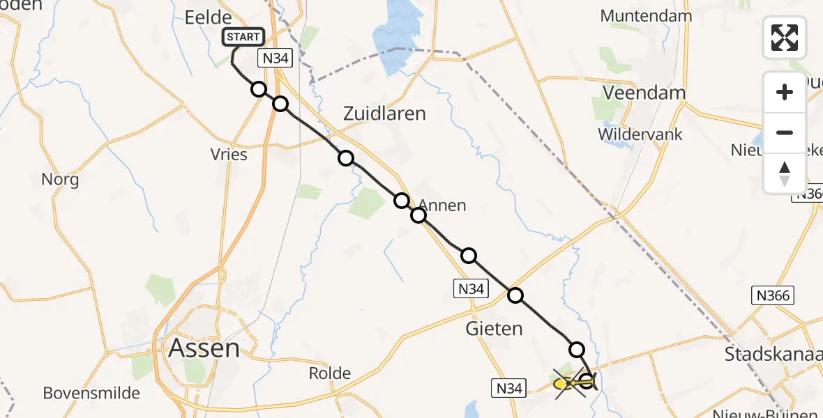 Routekaart van de vlucht: Lifeliner 4 naar Gasselte