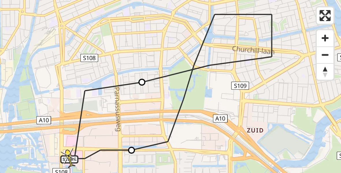 Routekaart van de vlucht: Lifeliner 1 naar VU Medisch Centrum Amsterdam