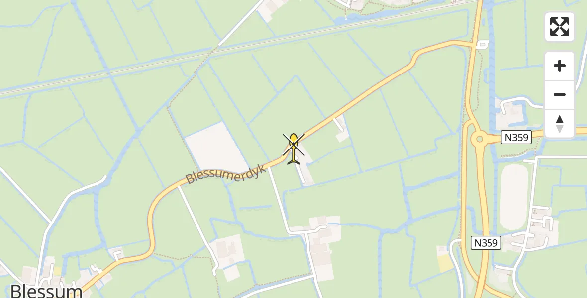 Routekaart van de vlucht: Ambulancehelikopter naar Blessum