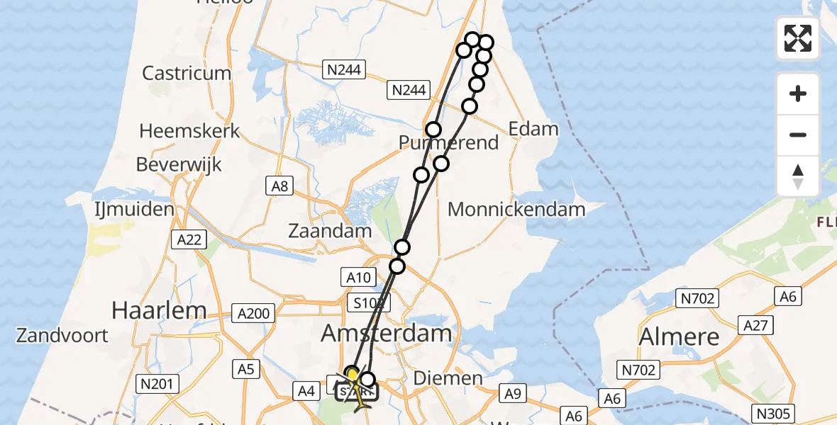 Routekaart van de vlucht: Lifeliner 1 naar VU Medisch Centrum Amsterdam