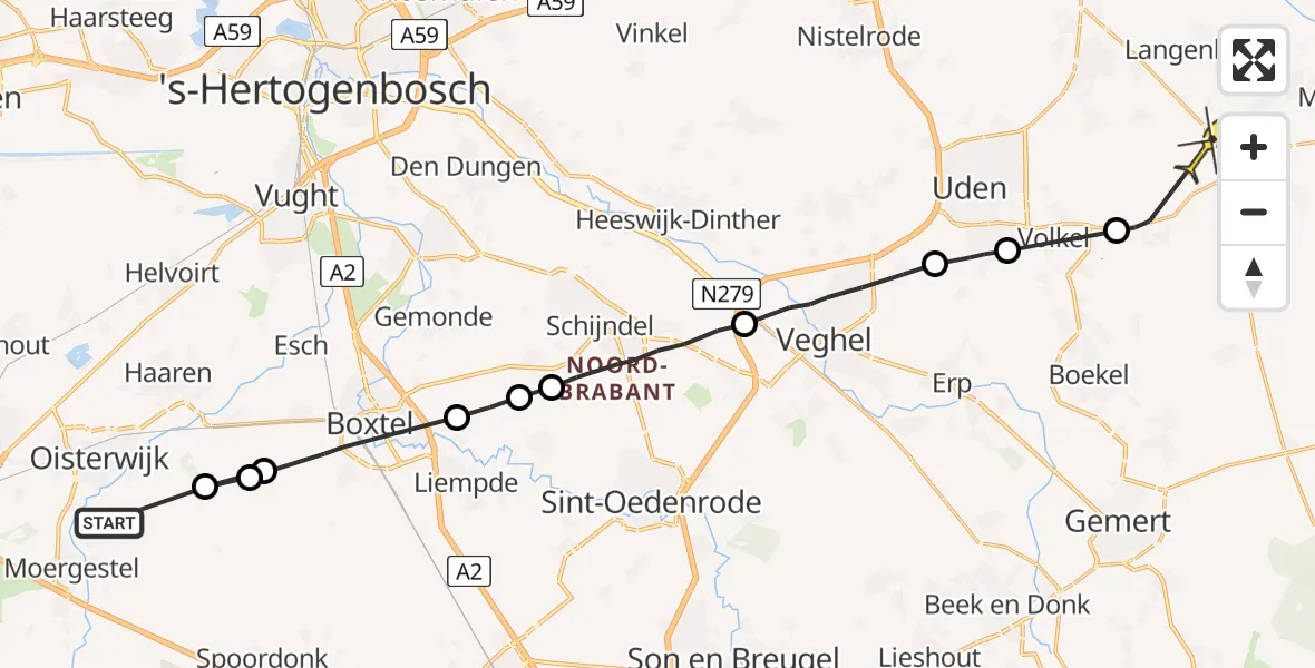 Routekaart van de vlucht: Ambulancehelikopter naar Odiliapeel