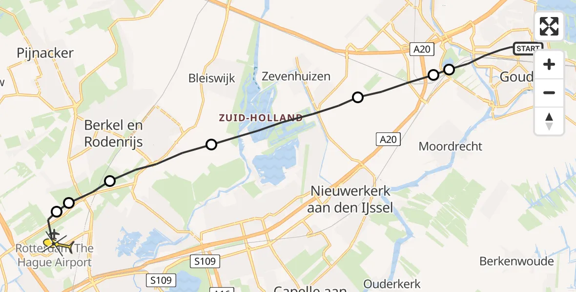 Routekaart van de vlucht: Lifeliner 2 naar Rotterdam The Hague Airport