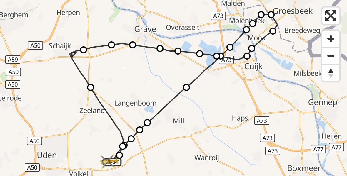 Vluchtroute Traumahelikopter Vliegbasis Volkel - Vliegbasis Volkel, 28 september 2022, 07:10