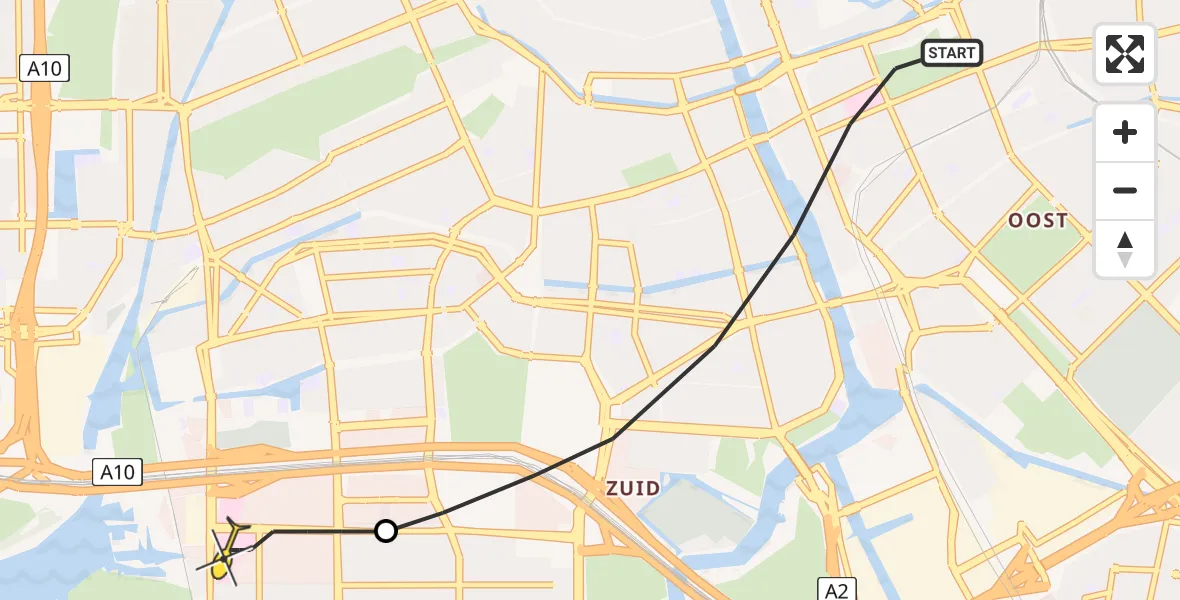 Routekaart van de vlucht: Lifeliner 1 naar VU Medisch Centrum Amsterdam