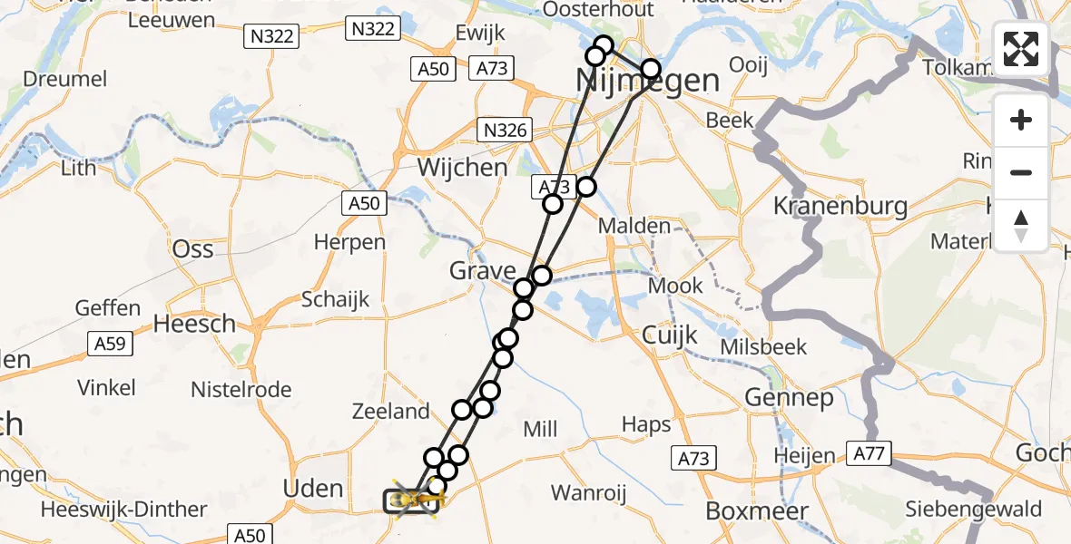 Vluchtroute Traumahelikopter Vliegbasis Volkel - Vliegbasis Volkel, 28 september 2022, 08:34