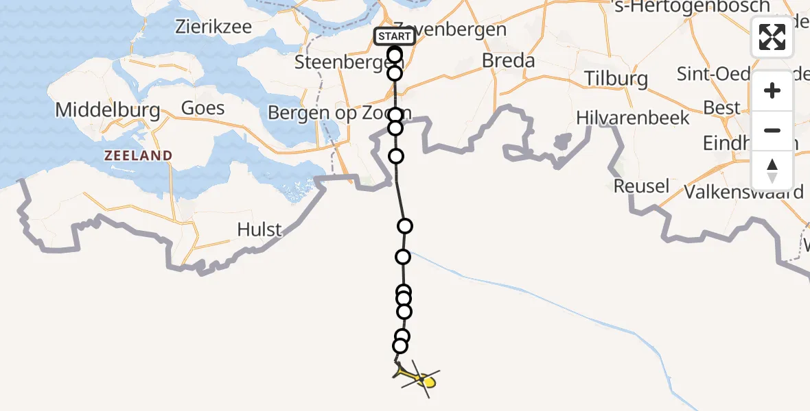 Routekaart van de vlucht: Politieheli naar 