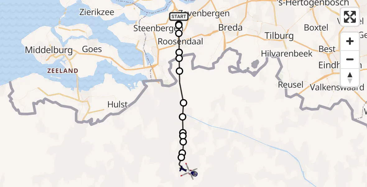 Vluchtroute Politiehelikopter Fijnaart - , 28 september 2022, 09:19