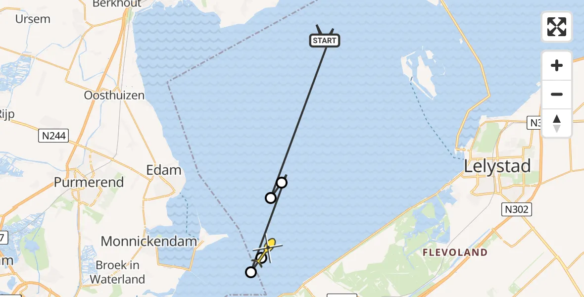 Routekaart van de vlucht: Politieheli naar Almere