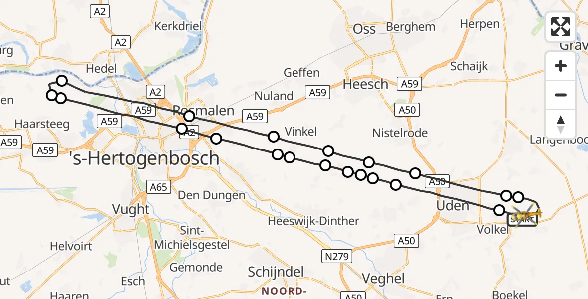 Vluchtroute Traumahelikopter Vliegbasis Volkel - Vliegbasis Volkel, 28 september 2022, 10:47