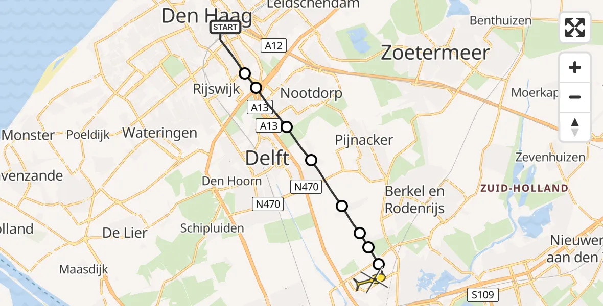 Routekaart van de vlucht: Lifeliner 2 naar Rotterdam The Hague Airport