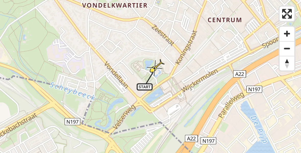 Routekaart van de vlucht: Lifeliner 1 naar Beverwijk