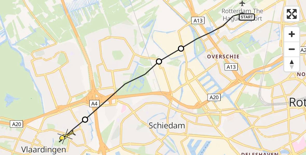 Routekaart van de vlucht: Lifeliner 2 naar Vlaardingen