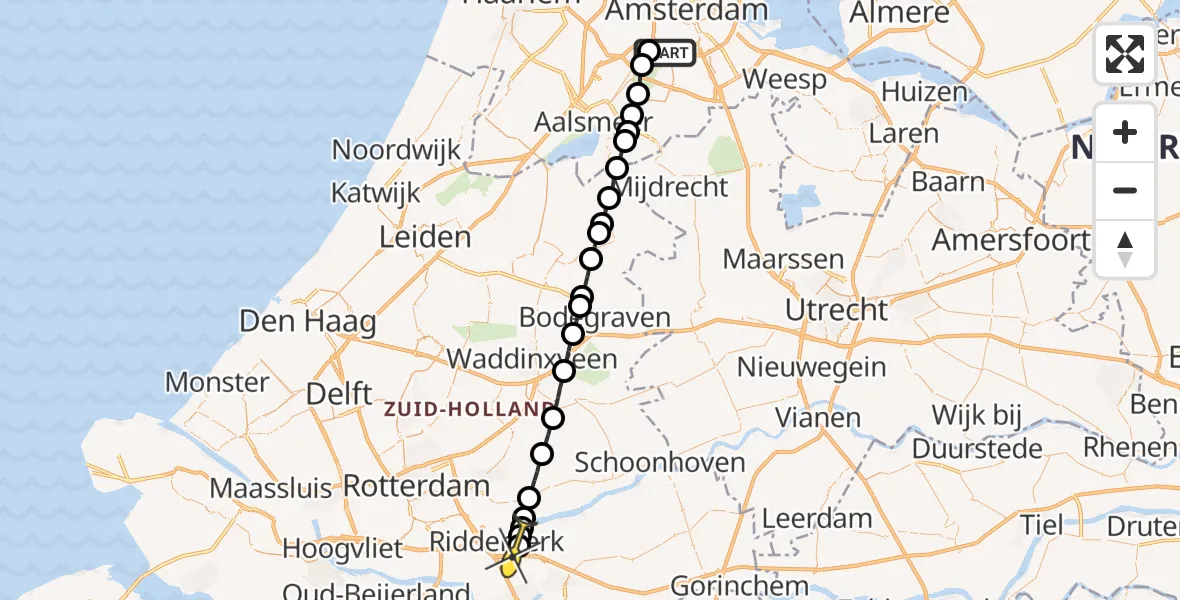 Routekaart van de vlucht: Lifeliner 1 naar Ridderkerk