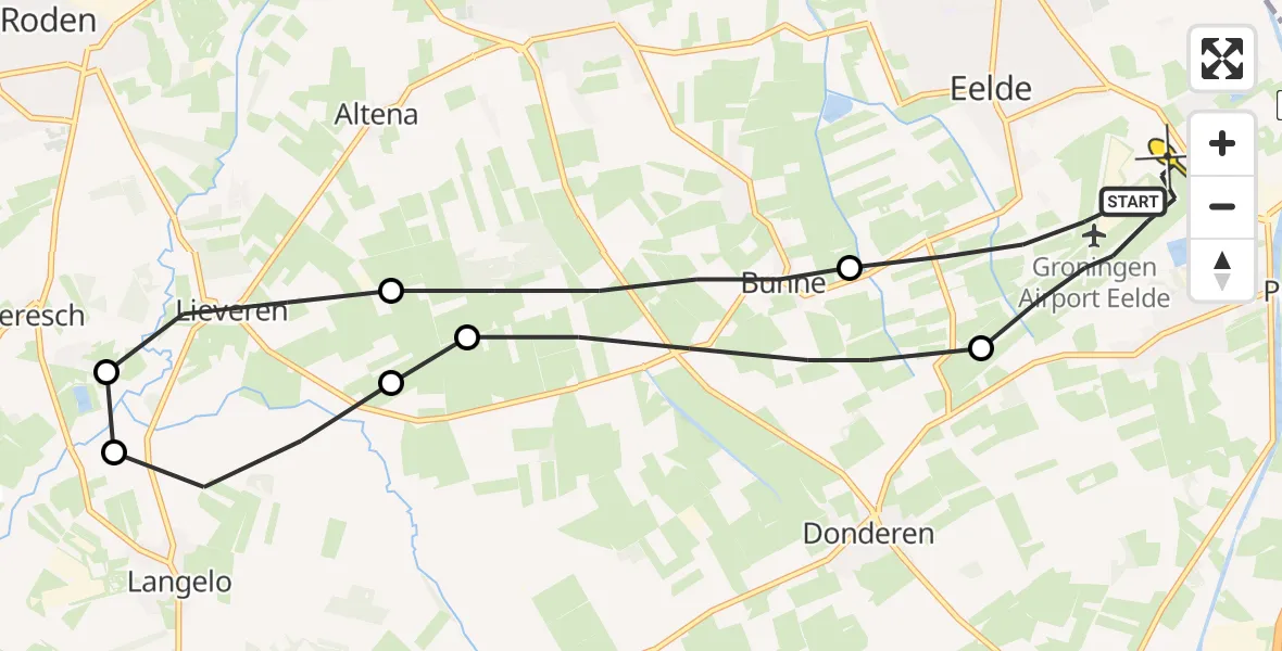 Routekaart van de vlucht: Lifeliner 4 naar Groningen Airport Eelde