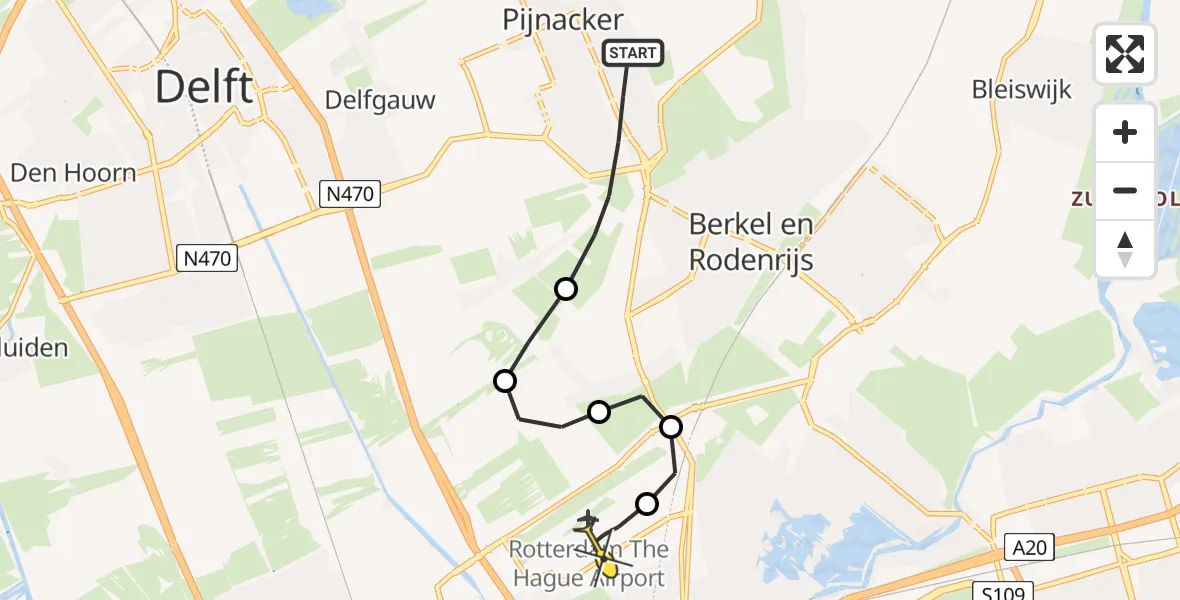 Routekaart van de vlucht: Lifeliner 2 naar Rotterdam The Hague Airport