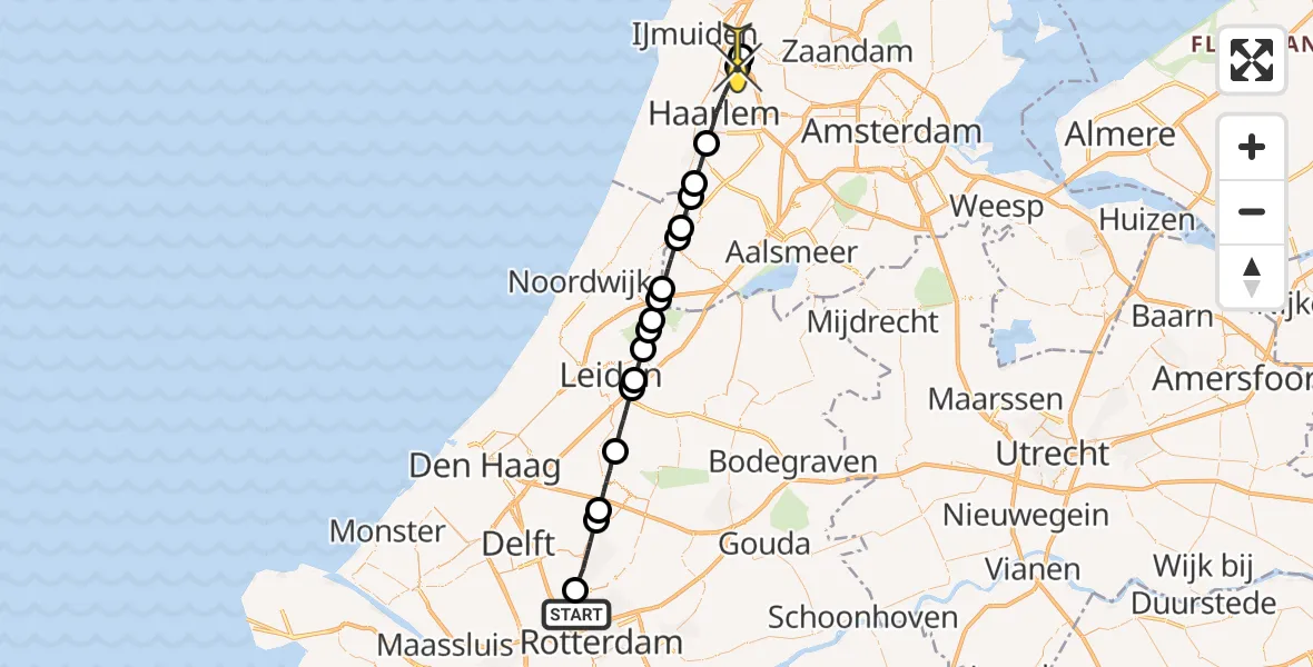 Routekaart van de vlucht: Lifeliner 2 naar Velsen-Zuid