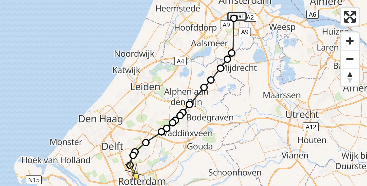 Routekaart van de vlucht: Lifeliner 2 naar Rotterdam The Hague Airport