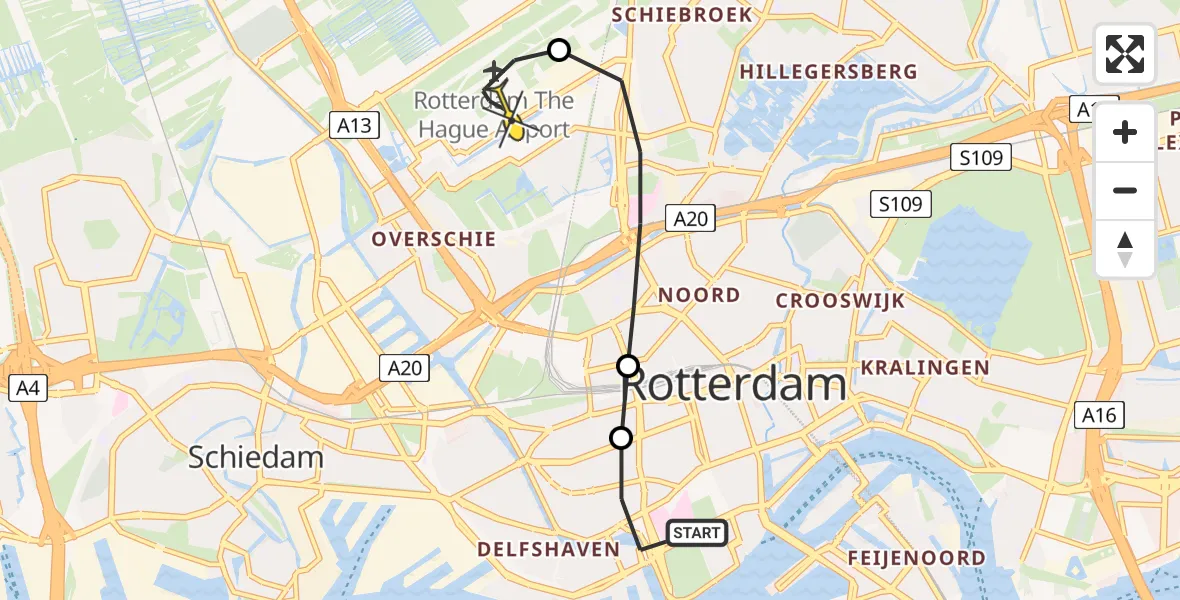 Routekaart van de vlucht: Lifeliner 2 naar Rotterdam The Hague Airport