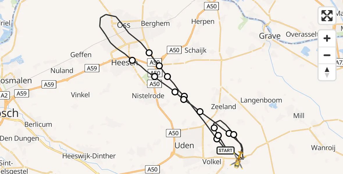 Vluchtroute Traumahelikopter Vliegbasis Volkel - Vliegbasis Volkel, 30 september 2022, 09:49
