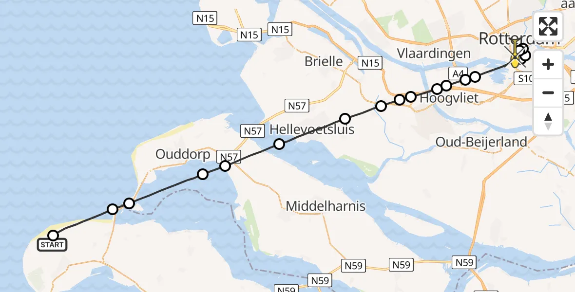 Routekaart van de vlucht: Lifeliner 2 naar Erasmus MC