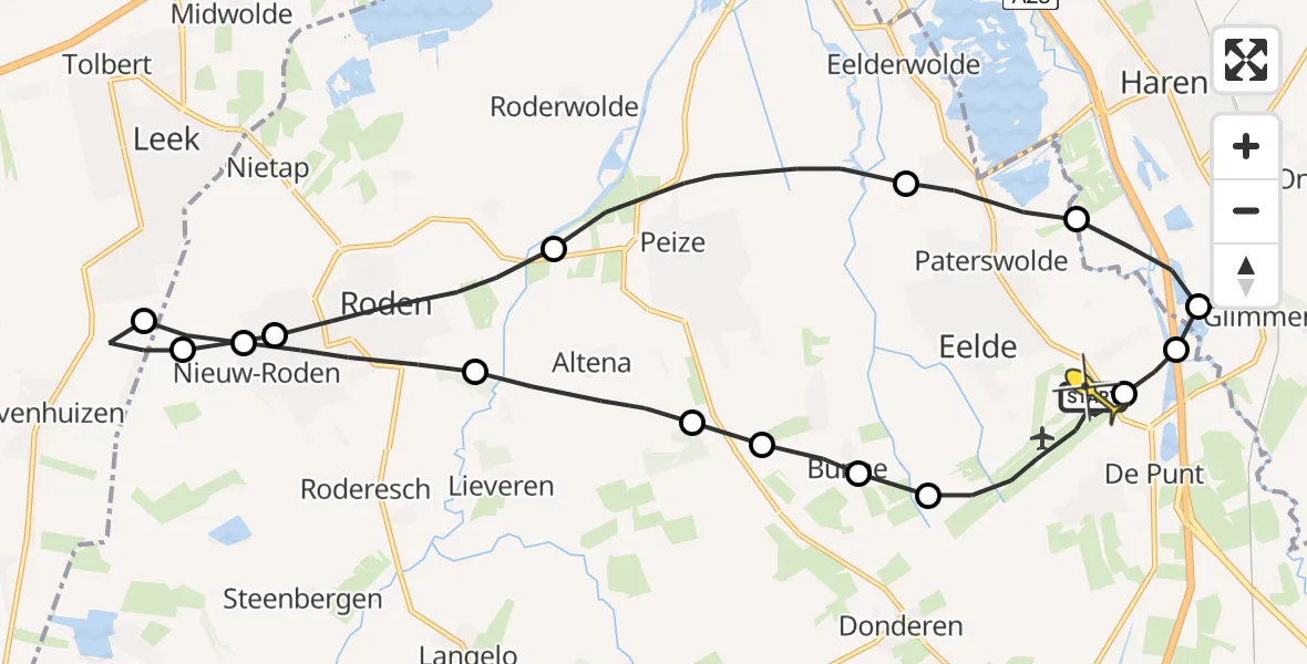 Routekaart van de vlucht: Lifeliner 4 naar Groningen Airport Eelde