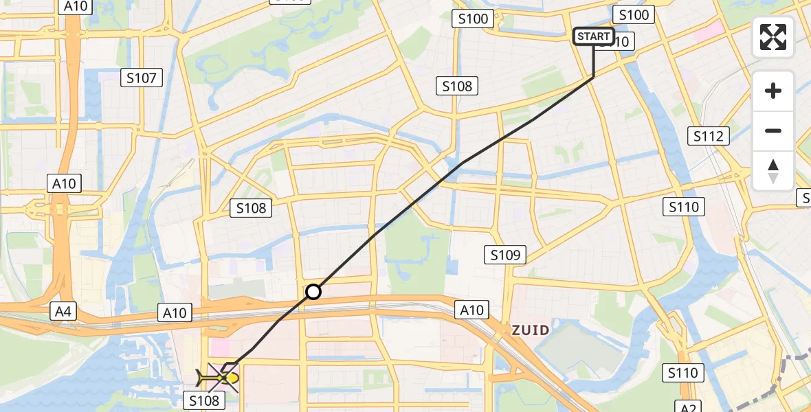 Routekaart van de vlucht: Lifeliner 1 naar VU Medisch Centrum Amsterdam