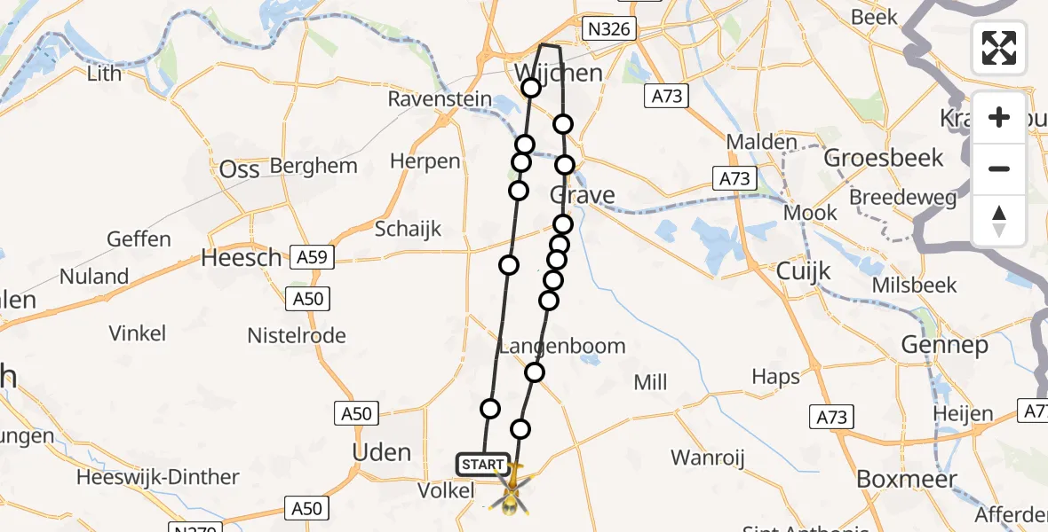Vluchtroute Traumahelikopter Vliegbasis Volkel - Vliegbasis Volkel, 30 september 2022, 14:29